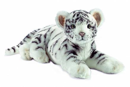 Мягкая игрушка - Детеныш белого тигра, лежащий, 36 см. 